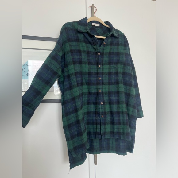 Oversized plaid Flannel Medium (Women’s) blue/green - Picture 1 of 4